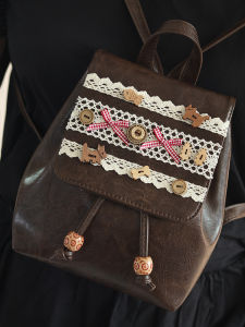 กระเป๋าเป้สะพายหลังแบบมีสายรัดสองข้างสไตล์วินเทจสีน้ำตาล กระเป๋าสะพายไหล่แบบลำลองสำหรับเดินทาง กระเป๋าสะพายไหล่แบบมีสายรัดสองข้างแบบมีสายรัดสองข้าง