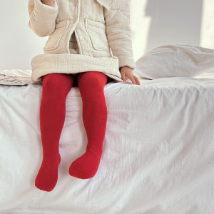 Kids Spring & Fall Festive Red Pantyhose Baby Fleece Thick Birthday Party Scrub Pants Baby Birthday Party Birthday Early Autumn and Winter