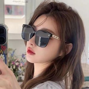 Korean Version Sunglasses Men Women Fashion Sunglasses Sunscreen Sunglasses Big Face Slimmer Look Anti-Ultraviolet Sunglass