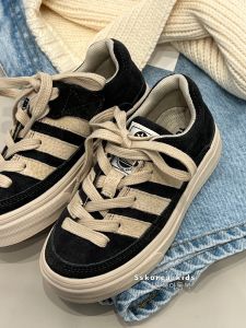 Bora Boys Fashionable Deqin Shoes Korean Style All-Season Rubber Outsole Breathable Cow Suede Upper with Magic Tape Closure