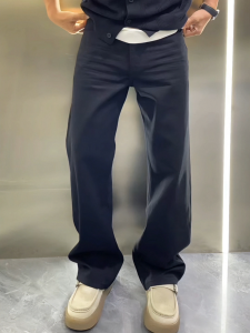 กางเกงยีนส์ทรงตรงลำลองคุณภาพสูงสไตล์อเมริกันย้อนยุคสำหรับผู้ชาย กางเกงขายาวทรงตรงลำลองสำหรับผู้ชายและผู้หญิง