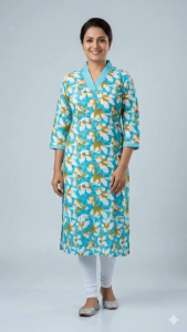 DEBAYU Pure Jaipur Cotton Straight Kurti Top with Sequins and Threadwork Sizes M to 3XL Malaysia