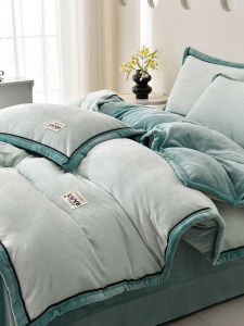 Winter Thickened Milk Velvet Four-Piece Set Coral Fleece Bedding Duvet Cover Sheet Bed Canopy Style Bedding Three