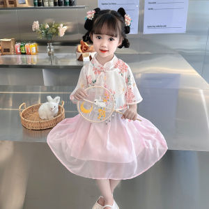 Baby Girl Ancient Chinese Clothing Dress Suit Summer 2024 New Tang Costume Chinese Style Little Girl Summer Dress Chinese Ancient Style Skirt