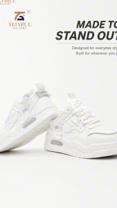 Kasut Sneaker Lelaki Putih Casual Shoes Chunky Low Cut Lace Up Tapak Tebal Streetwear Harian Size 40-44