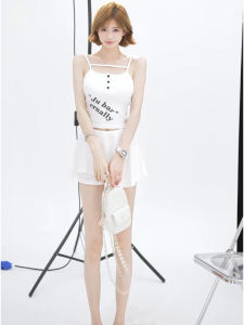 YUEZHONGWEI | American Style Spicy Girl White Letter Knitted Tube Top Women Summer Outdoor Wear Slim Fit Short Sleeveless Shirt