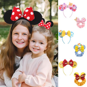 ใหม่ Disney แฟชั่นเทศกาลเมาส์หูผมชุดสาวเชือกผู้ถือหางม้าแถบคาดศีรษะกํามะหยี่ Scrunchies Mujer