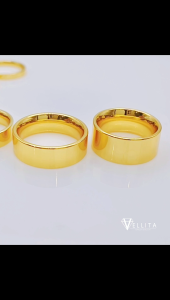 [VJ]Gold Ring "Gloss Surface Solid Ring" Width:3mm-10mm Ring Gold Plated Persist916 <Cincin Belah Rotan Licin>