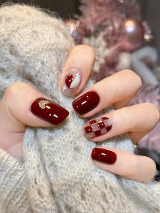 New Autumn Handmade Wearable Nail Art White Heart Pattern Bridal False Nails Easy to Remove Beauty Tools Chinese Origin