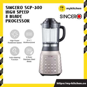 MY KITCHEN Sincero SCP-300 High Speed Cooking 8 Blade Processor Smart Blender Soya Grind Preset Keep Warm Self Clean