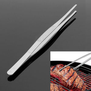 🔥🔥🔥SDJZT Silver Stainless Steel Long Food Tongs Straight Tweezers Kitchen Tool