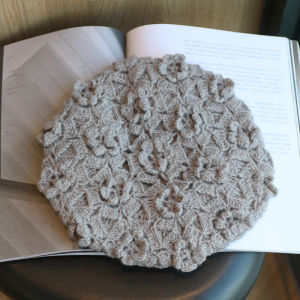 Hat Style Retro Three-Dimensional Crochet Double-Layer Mohair Line Beret Elegant Autumn and Winter Earmuff Knitted Toque Women