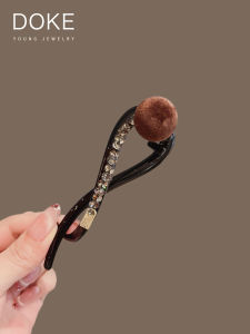 Elegant Brown round Ball Hair Clip Womens New 2025 Fashion Twist Clip Lazy Girl Back Hair Accessory Vintage Style Hairpin