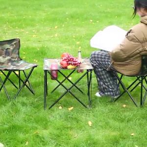 Satu Set Meja Camping Lipat Set Portable -opsional 1 Meja + 2 Kursi Lipat Outdoor Praktis & Ringkas