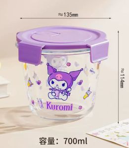 [SG] Glass Sanrio Thick Glass Porridge Soup Compartment Lunchbox Container Storage Food Lunch Hello Kitty Melody CINNAMOROLL