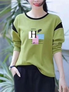 HUAXUNRAN | Plus Size Spring & Autumn Fashionable Youthful Cotton Long Sleeve T-shirt for Women