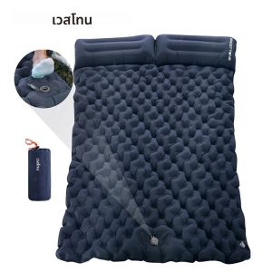 WESTTUNE ที่นอนเป่าลมคู่พร้อมหมอนในตัวปั๊มนอนกลางแจ้ง Pad Camping Air Mat สําหรับเดินทางแบกเป้เดินป่า