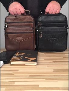 Men Genuine Leather Shoulder Bag For Business Small Waist Bag for Waterproof Messenger Bag Male Business bagfor Travel Cross body Bag for Any Occasions