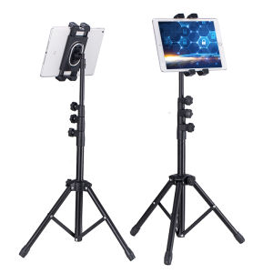 UNHO Portable Tripod Tablet Stand 57-137 cm Height Adjustable 360 Rotation Compatible with 4.7-12.9 Inch for iPhone for iPad Pro