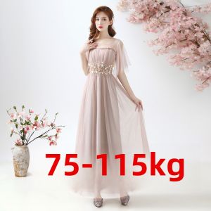 plus Size Maids Dress Slimming 200 Pounds Summer Grey Arm And Belly Concealing Performance Wedding Party Evening Gown Skirt