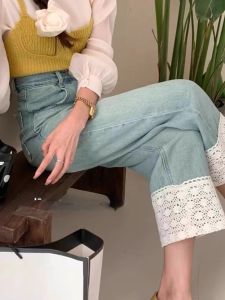 กางเกงยีนส์ทรงตรงเอวสูงสำหรับผู้หญิง ทรงหลวม ทรงสลิม เอฟเฟกต์กระชับสัดส่วน กางเกงขายาวทรงหลวม ทรงหลวม ทรงหลวม