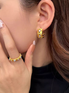 925 Silver Needle Matte Metal Hollow Four Leaf Clover Earrings New Style 2025 Trendy Cold Tone Fashion Popular Ear Jewelry