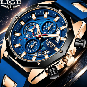 LIGE | LIGE Casual Sport Men Watch Luxury Quartz Men Watches Military Silicagel Wristwatch Fashion Waterproof Chronograph Watch for Men