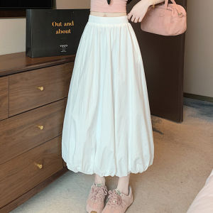 Váy Chữ a Cạp Cao Màu Trắng Cho Nữ Mùa Hè Váy Xếp Nếp Phong Cách Hàn Quốc Váy Lỡ Cỡ Lớn Váy Xếp Nếp Hình Đám Mây