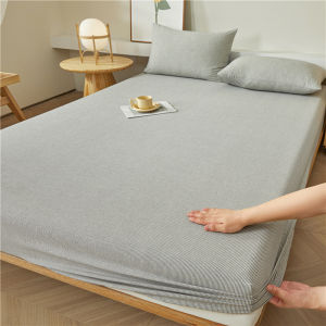 Japanese Style Pure Cotton Three-Piece Bedding Set Washed Bedding Cover Pure Cotton Mattress Protector Case Geometric Pattern