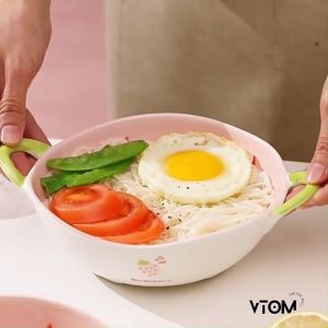 VTOM Cute Strawberry Dinnerware Ceramic Plate Rice Bowl Plates Set Dinner Plate Tableware Pinggan Mangkuk Set Murah 陶瓷碗