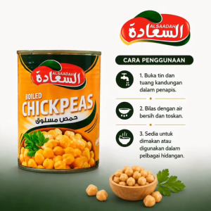 Halal Instant Soft Chickpeas/Kacang Kuda/ ALSAADAH Chickpeas /Ready to Eat/400g/Natural