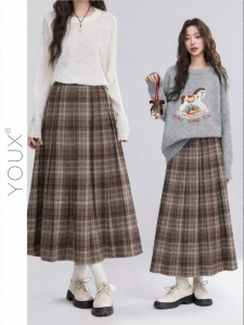 YOUXIANG | Chân Váy A-Line Họa Tiết Vintage