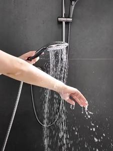 Dual-use Handheld & Overhead Shower Head Adjustable Rotatable Elbow Booster Shower Nozzle with Large Water Flow