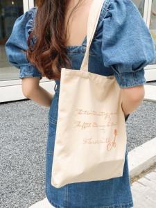 กระเป๋าผ้าแคนวาสปักลายสไตล์โบราณสำหรับผู้หญิง กระเป๋าสะพายไหล่แบบลำลอง ความจุขนาดใหญ่ กระเป๋าสะพายข้างสไตล์ญี่ปุ่นและเกาหลีใต้