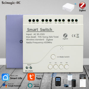 4CH Smart Switch Zigbee TUYA EWELINK 7-32V 85-250V 12V 24V 110V 220V WIFI Remote Control Light Switch 10A Relay Self-locking