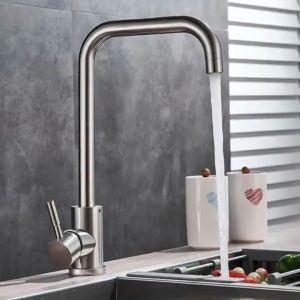 VERMERCH Best Seller Kitchen Faucet 304 Stainless Steel with Flexible Hose Single Cold Water Mixer Faucet 360 Degree Rotation Single Handle Singe Tap Kitchen Faucet 304 Stainless Steel with 304 Stainless Steel Hose Complete Kitchen Faucet SUS304.