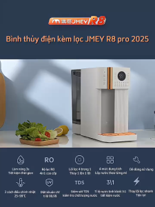 Bình thủy điện Máy lọc nước Jmey R8 Dung Tích 4L công nghệ màng lọc PCRC khử khuẩn tia UV an toàn cho gia đình