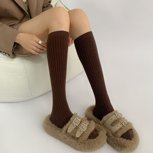 ถุงเท้าข้อสั้นสีเทาสำหรับผู้หญิงในช่วงฤดูใบไม้ผลิและฤดูใบไม้ร่วง ถุงเท้าข้อสั้นยาวถึงเข่าแบบลำลองสำหรับนักศึกษาวิทยาลัยแบบลำลองสำหรับผู้หญิง ถุงเท้าข้อสั้นทรงกระบอกแบบแบน