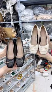 Búp bê mũi vuông 5Cm & 7Cm Giày nữ gót vuông khóa GG thanh lịch Xưởng Giày Nhà Bèo CaogotGG