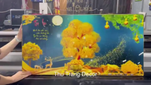 Tranh Tráng Gương Treo Tường "CÂY KIM TIỀN" In UV 5D Cao Cấp