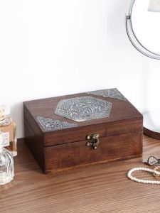 Handmade Teak Wooden Box Memory Keepsake Box Wooden Box with Hinged Lid Decorative Storage Box Jewelry Storage Box Desktop Storage Box