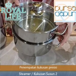 Royal Life Stainless Steamer Set 22 cm x 2 Susun / Kukusan Susun Stainless [22 cm x 2 Susun]