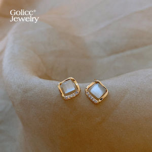 golicc | Bông Tai Hình Vuông Zircon Mạ Vàng Thiết Kế Mới Phổ Biến