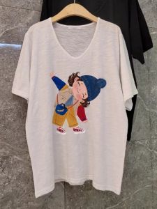 V-Neck Cotton Short Sleeve T-Shirt for Summer Women