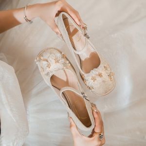 รองเท้าส้นสูง Mary Jane ผู้หญิง สไตล์แห่งชาติ ชุดกี่เพ้า Ma Face กระโปรง รองเท้าแต่งงานคนสั้นแม่บ้านเกียรติยศส้นหนาไม่สวมใส่ได้