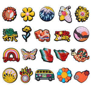 1-20pcs Love and Peace Series PVC Shoe Charms Clogs Accessories Slide Sandals Garden Shoe Buckles Decoration Beach Bag Pins Gift
