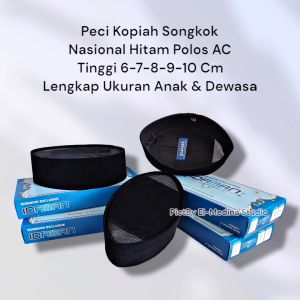 Murah peci hitam polos dewasa kopiah songkok nasional lengkap tinggi dan ukuran kopyah kopeah SNI