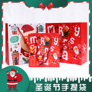 กระเป๋าถือของขวัญวันคริสต์มาสใหม่ กระเป๋ากระดาษสำหรับใส่ขนม กล่องของขวัญ ภาพวาดการ์ตูนของปีศาจคริสต์มาส วันคริสต์มาสสุดสร้างสรรค์