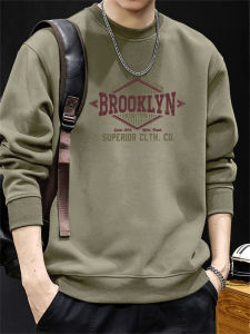 JIANMUJI | Heavyweight Loose Round Neck Matched Fleece Thickened Long Sleeve Pullover Sweater