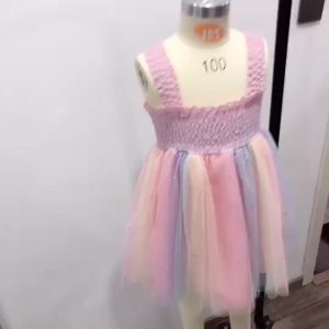 Bear Leader | Bear Leader New Kids Dresses for Girls Sleeveless Dress Sequined Party Costume Mesh Summer Puffy Dress Rainbow Children Clothing